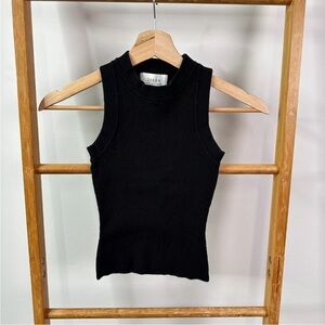 Dissh Sleeveless Tank Womens AU6 US2 XSmall Black Ribbed Slim Fit